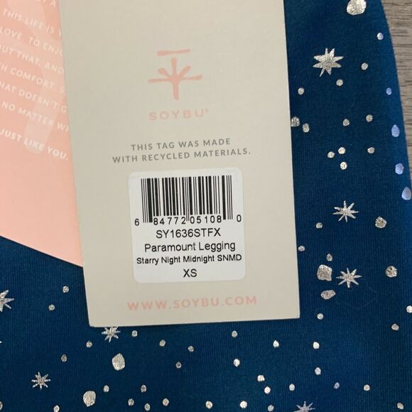 Soybu Leggings Womens XS Silver Stars 4Way Stretch UV Protect High Rise Fitted - Picture 9 of 12